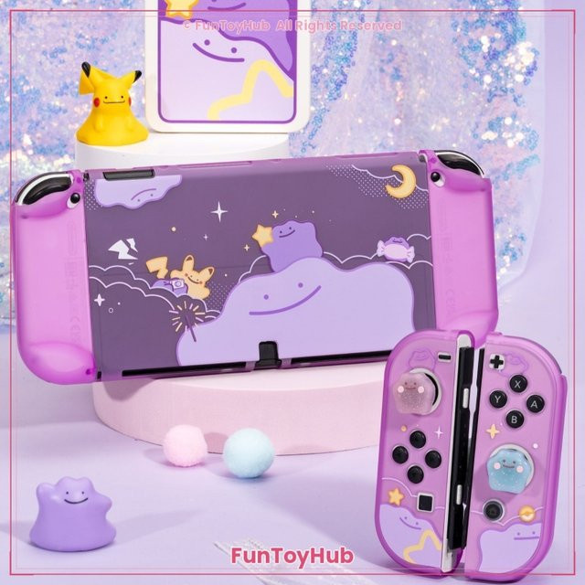 Bandai Ditto Silikon-Schutzhülle für Nintendo Switch 2 in Schwarz und Lila, kratzfest und stoßfest mit Ständerhalterung - Bild 1