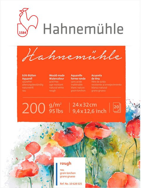 Hahnemühle Aquarellblock rau naturweiß 200g/m² 20 Blatt B: 24 cm, H: 32 cm - Bild 1