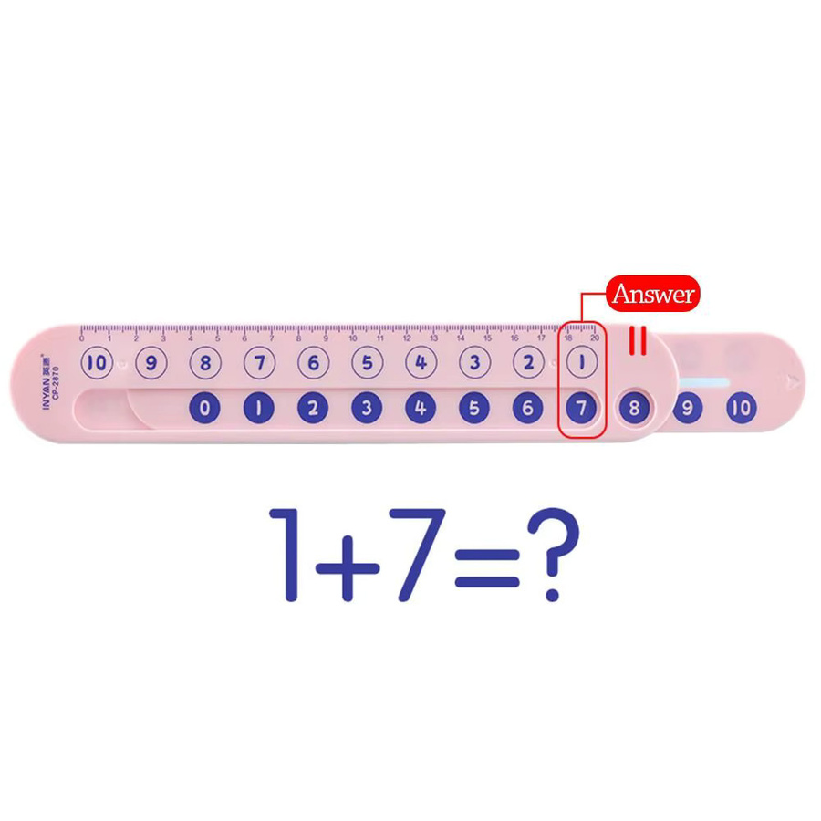 Plastik-Mathe-Zerlegungslineal in Rosa und Blau als tragbare Lehrhilfe für Addition und Subtraktion bis 20 - Bild 2