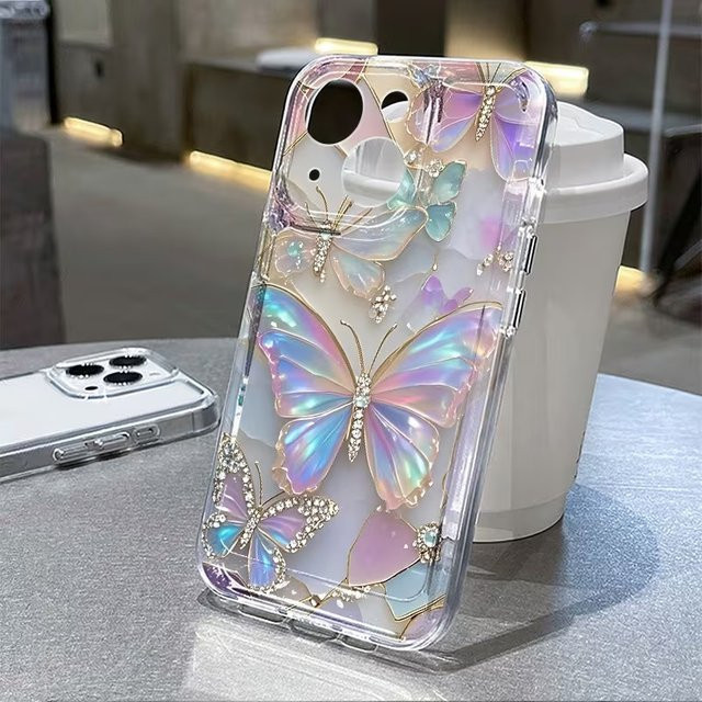 Transparente Handyhülle mit Schmetterlingsmuster für Apple iPhone Modelle, Multicolour - Bild 1