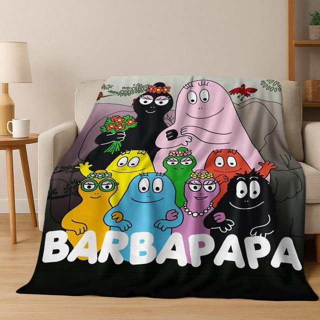 Barbapapa Barbamama Familie 3D Flanelldecke, weiche und warme Überwurfdecke für Kinder, Mehrfarbig, B/B: 150 x 180 cm - Bild 1