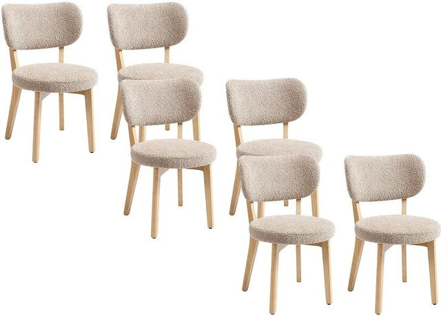 Vente-unique Stuhl Toriel in Taupe und Beige aus Bouclé-Stoff und Kautschukholz - Bild 1