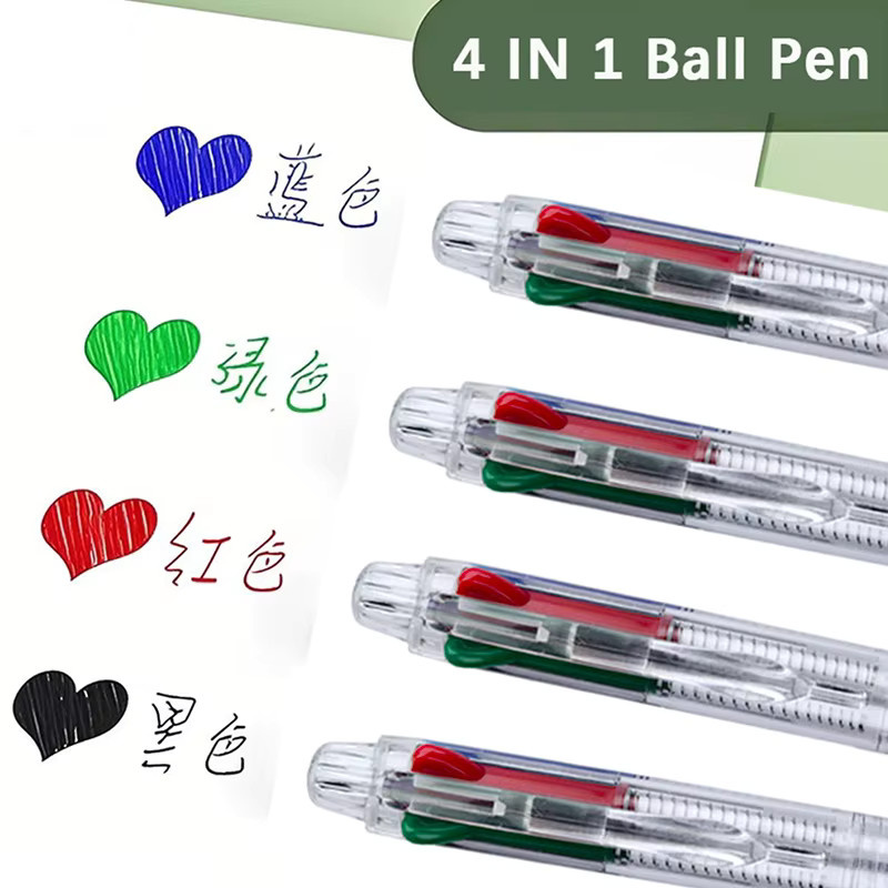 MROOFUL 4-in-1 Mehrfarben-Kugelschreiber-Set Transparent mit 0,5 mm Mine für Schule und Büro - Bild 2