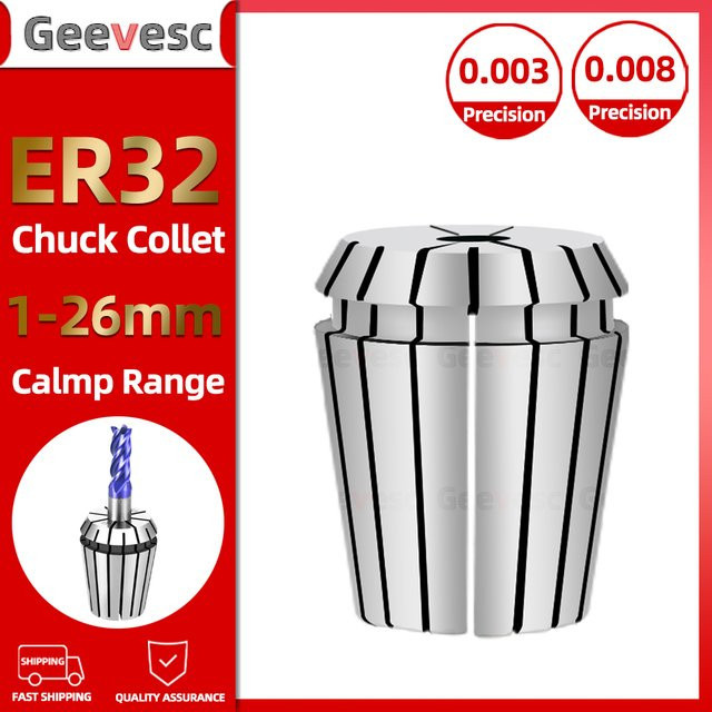 geevesc ER32 Federspannzangenfutter mit Spannzangen 1–20 mm und Mutter in Silber - Bild 1