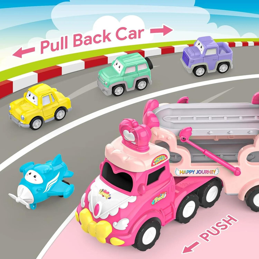 Fashnics Transportwagen-Spielzeugset mit Licht und Sound rosa 0-3 Jahre - Bild 3