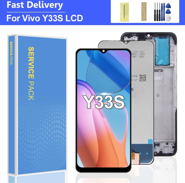 Vivo Y33s LCD-Display mit Touchscreen und Rahmen in Schwarz, 6.58 Zoll - Bild 1