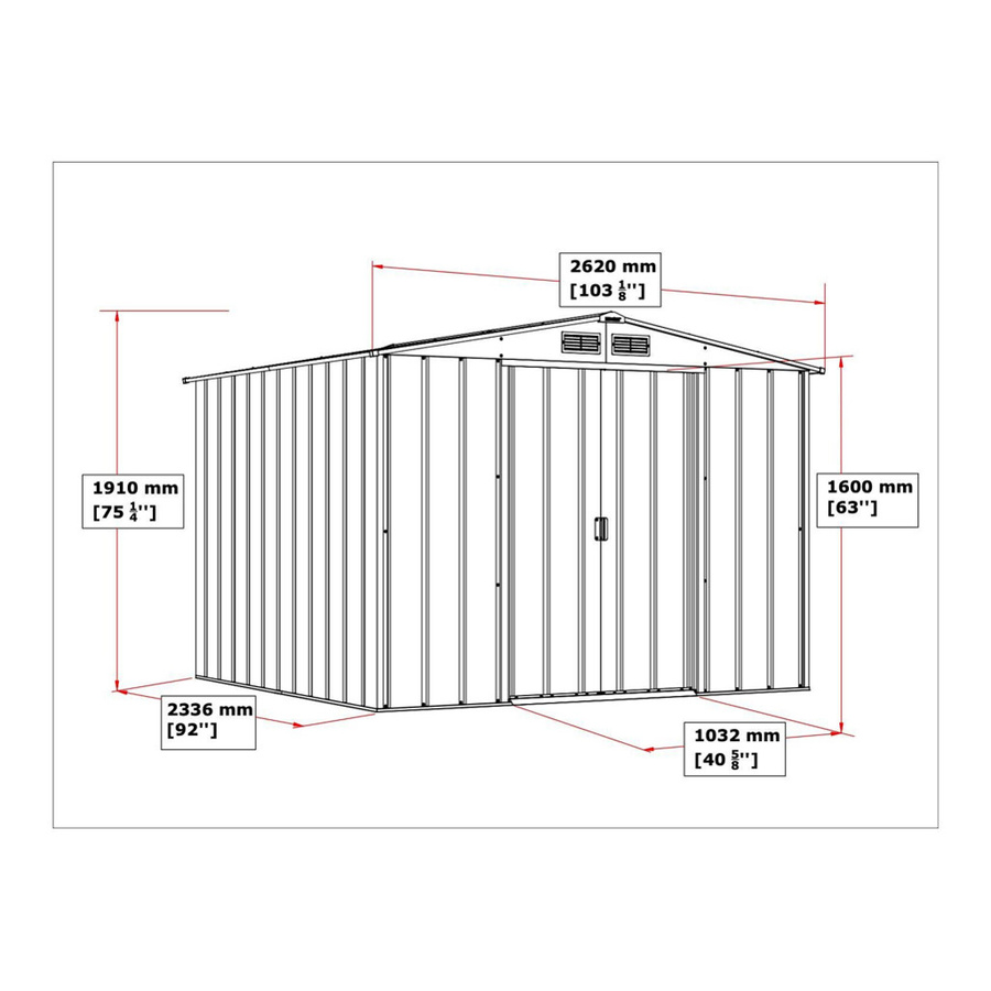 Duramax Metall Gartenhaus in Anthrazit mit Schiebetüren, B/H/T: 262 x 191 x 234 cm - Bild 2