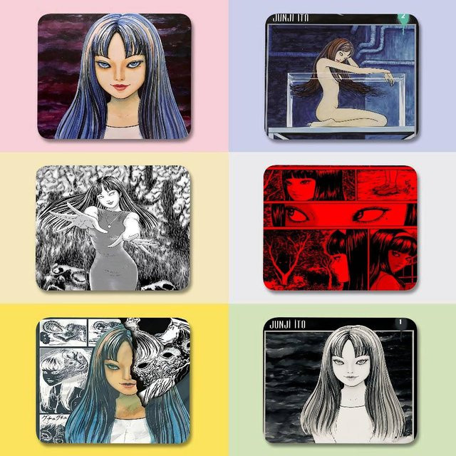 Rastar Junji Ito Tomie Retro Kawakami Mini-Mauspad in Multicolour mit genähtem Rand und rutschfester Gummibasis - Bild 1