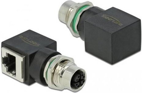 Delock Netzwerk Adapter M12 auf RJ45 Ethernet LAN Schwarz - Bild 1