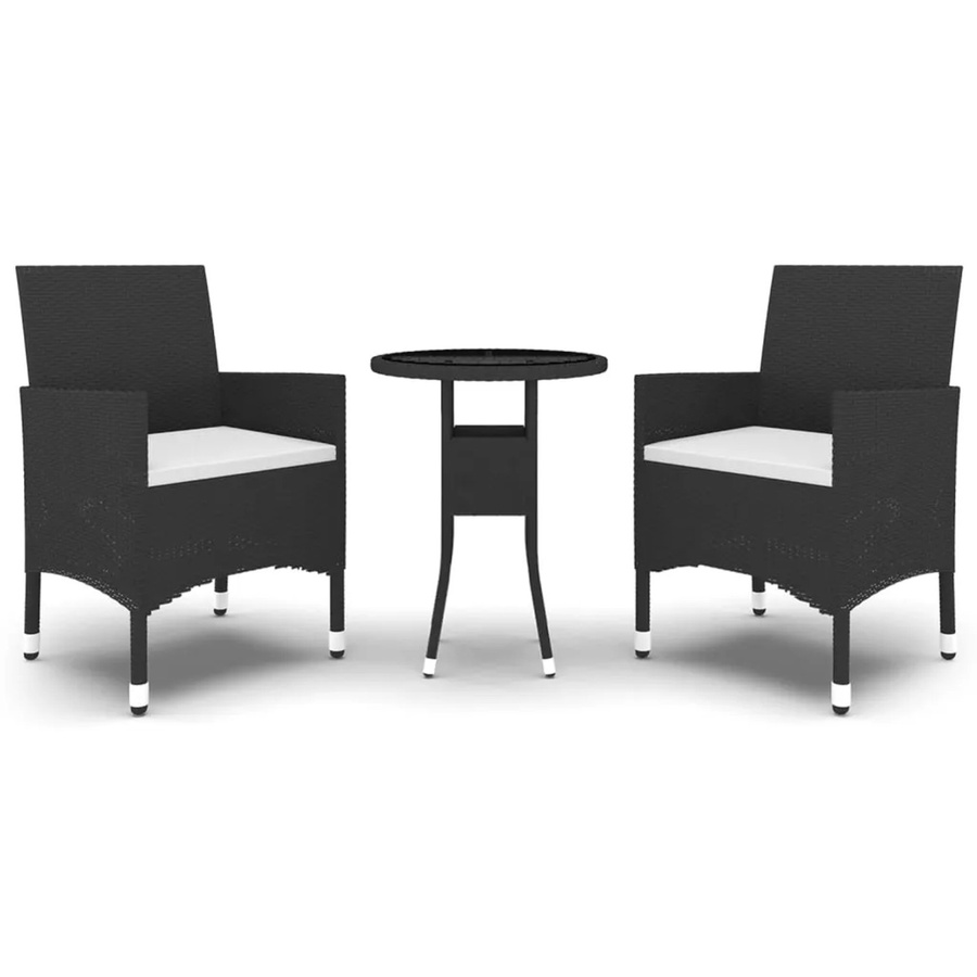 vidaXL 3-tlg Garten-Essgruppe aus Poly Rattan in Schwarz Modell 8 - Bild 2