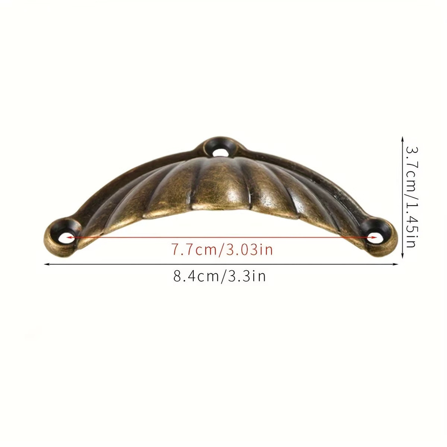 10 Stück Schubladengriffe in antiker Muschelform aus Metall in Gold und Braun, mattierte Oberfläche für Schränke und Möbel - Bild 3