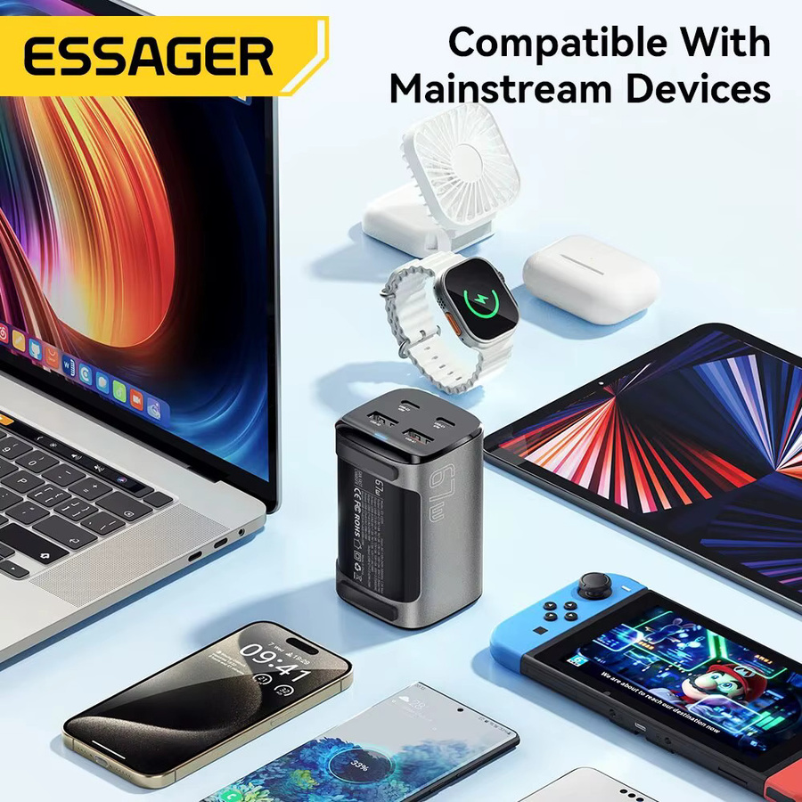 Essager 67W GaN Desktop-Schnellladegerät mit USB-C und PD Schnellladung für MacBook, Samsung, iPhone und Laptop - Bild 5