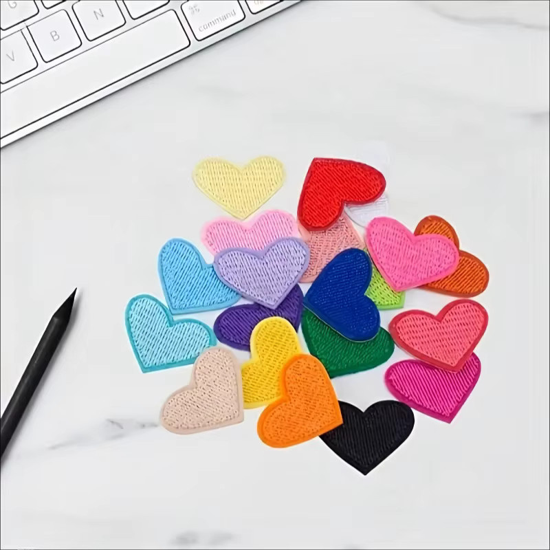 20 Stück FULANG Mini Herz Patches gestickt, Applikationen zum Aufbügeln für DIY Nähen und Handwerk, grün und mehrfarbig - Bild 3