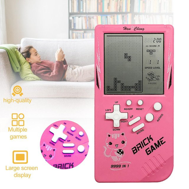 Handgehaltenes Retro-Brick-Spielzeug mit 3,5-Zoll-Bildschirm als nostalgisches Puzzle-Dekompressionsspielzeug in Rosa - Bild 1