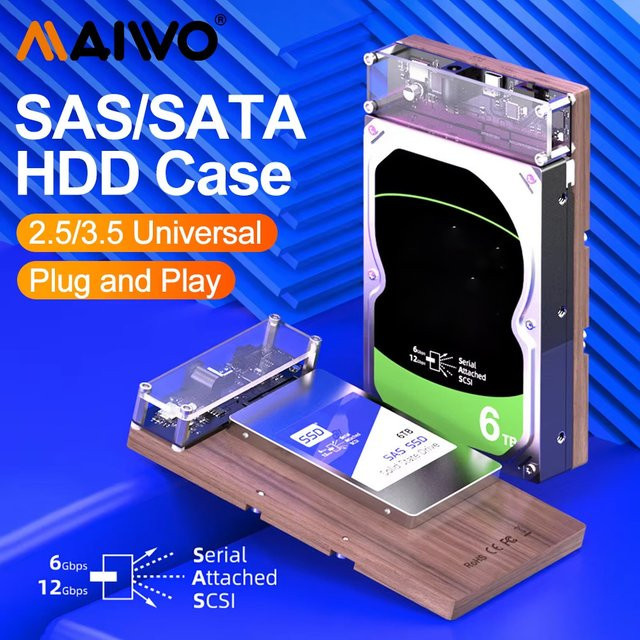 Maiwo SAS und SATA HDD SSD Dockingstation mit USB 3.0 für 2.5 und 3.5 Zoll Festplatten - Bild 1