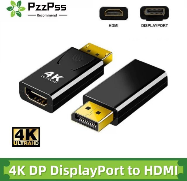 PzzPss DisplayPort-zu-HDMI-Adapter in Schwarz für 4K Ultra HD Video und Audio - Bild 1