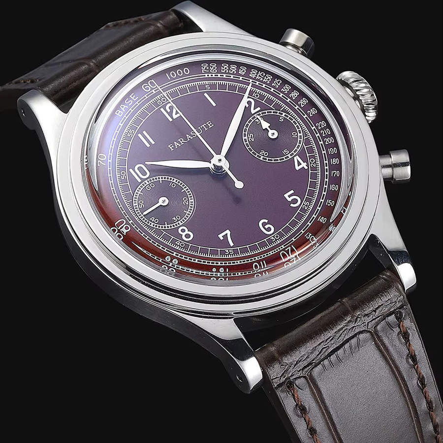 FARASUTE Chronograph, Handaufzug, Edelstahl, 38 mm, Leder, Herren - Bild 5