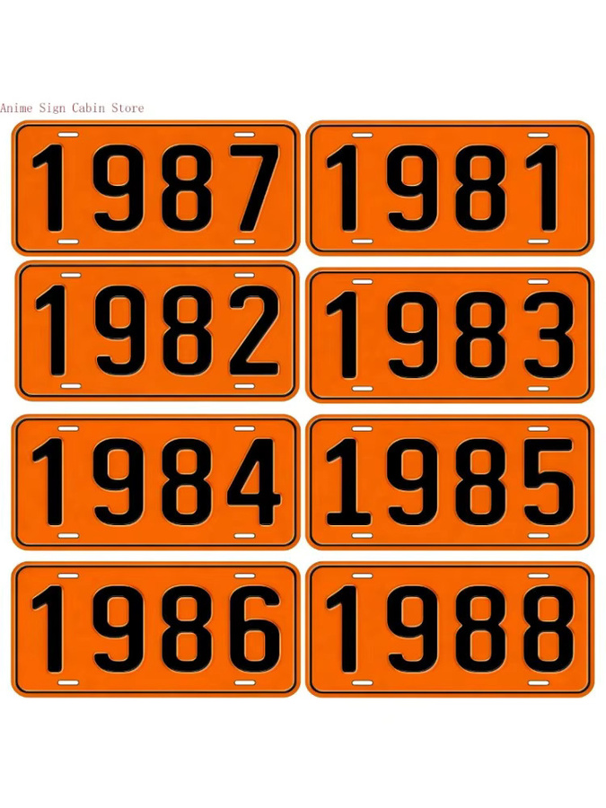Potdemiel Vintage Aluminium-Nummernschild 1980-1989 in Orange, Rechteckiges Metallschild für die Wanddeko, B/H: 30 x 15 cm - Bild 3