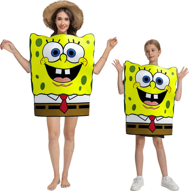 Potdemiel Spongebob Cosplay-Kostüm, Unisex, Meerestiere, Schaumstoff, Gelb - Bild 1