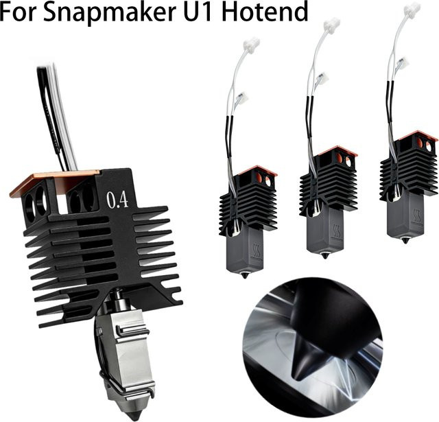 Snapmaker Hot-End-Kit für U1 mit 0,4mm Düse, 24V 48W Keramikblock für präzisen 3D-Druck in Schwarz - Bild 1