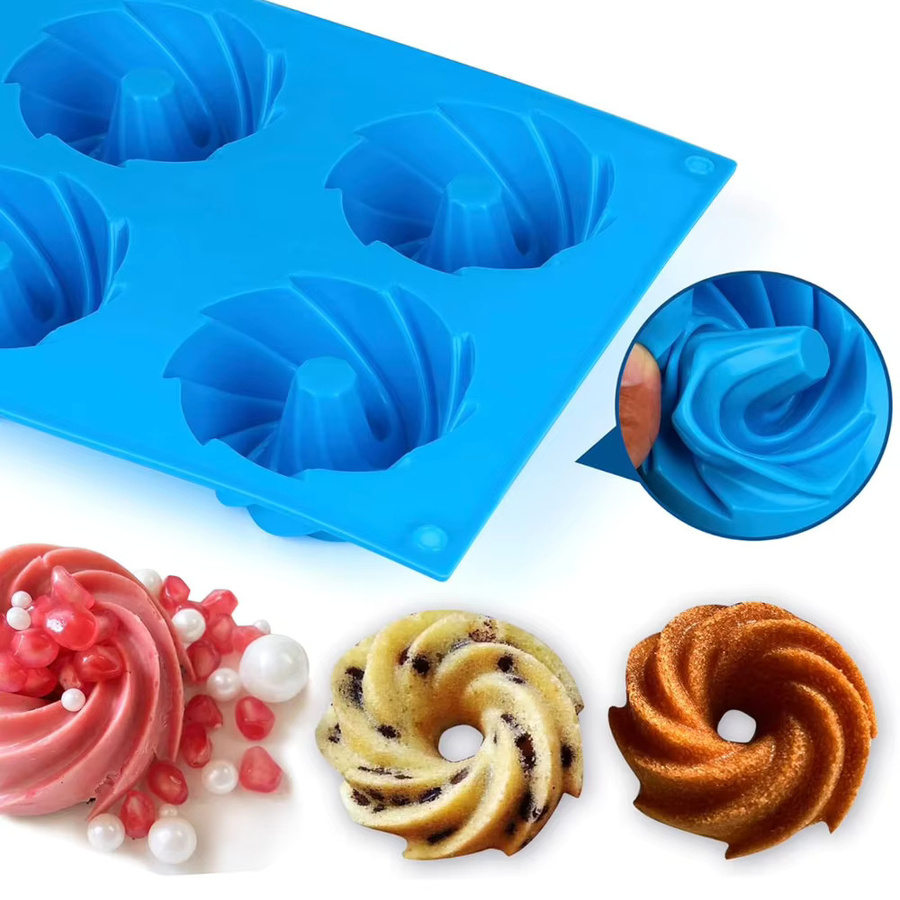 Silikon Backform Spiralform für Kuchen, Donuts, Schokolade und Eiswürfel in Blau - Bild 5