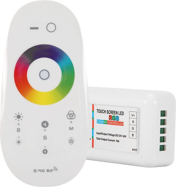 WRMIHU RGB LED Streifen Controller mit 2,4 GHz RF Wireless Touch Fernbedienung Dimmer für DC12-24V LED 5050 2838 Streifenlicht - Bild 1