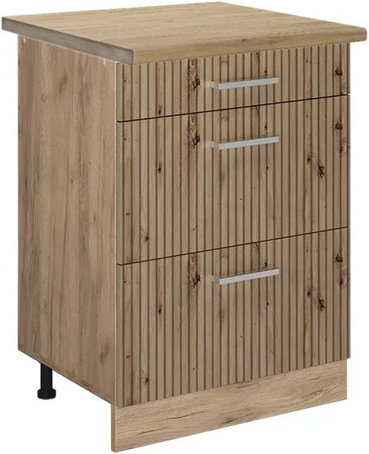 Vicco Küchenunterschrank R-Line Artisan-Eiche in Goldkraft Eiche mit Schubladen, Breite: 60 cm, Höhe: 81,6 cm, Tiefe: 60 cm - Bild 1