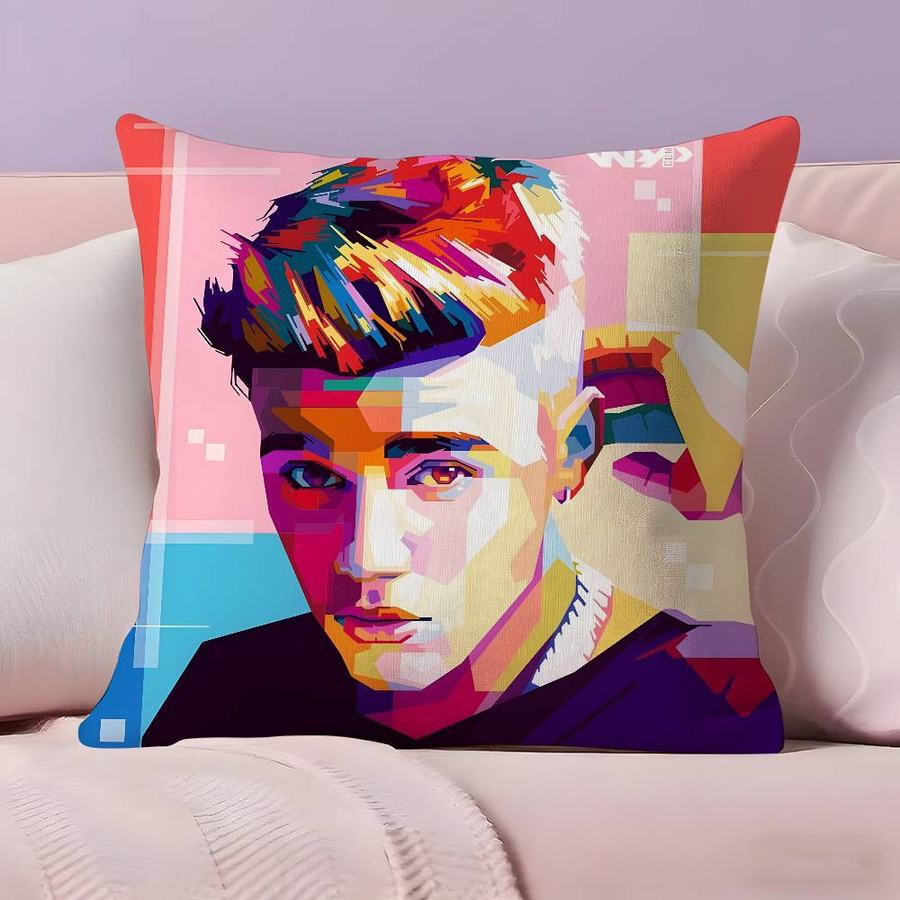 Kissenbezug J-Justin B-Bieber in Multicolor, ultraweiches Peach-Skin-Gewebe mit verdecktem Reißverschluss, B/H: 18 x 18 cm - Bild 1