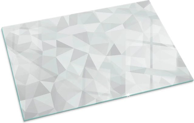 Tulup Glasplatte für Kamin mit abstraktem geometrischem Muster in Grau, B/T/H: 100 x 70 cm - Bild 1