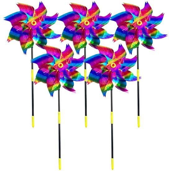 5 Stück glitzernde Windräder von Home Textile Star als reflektierende PET-Vogelabwehr für Garten und Rasen in Bunt - Bild 1