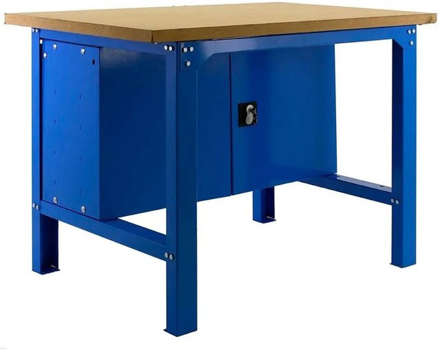 PROREGAL Werkbank Buffalo Wood mit Schrank in Blau, Traglast 600 kg, H x B x T: 87 x 120 x 75 cm - Bild 1