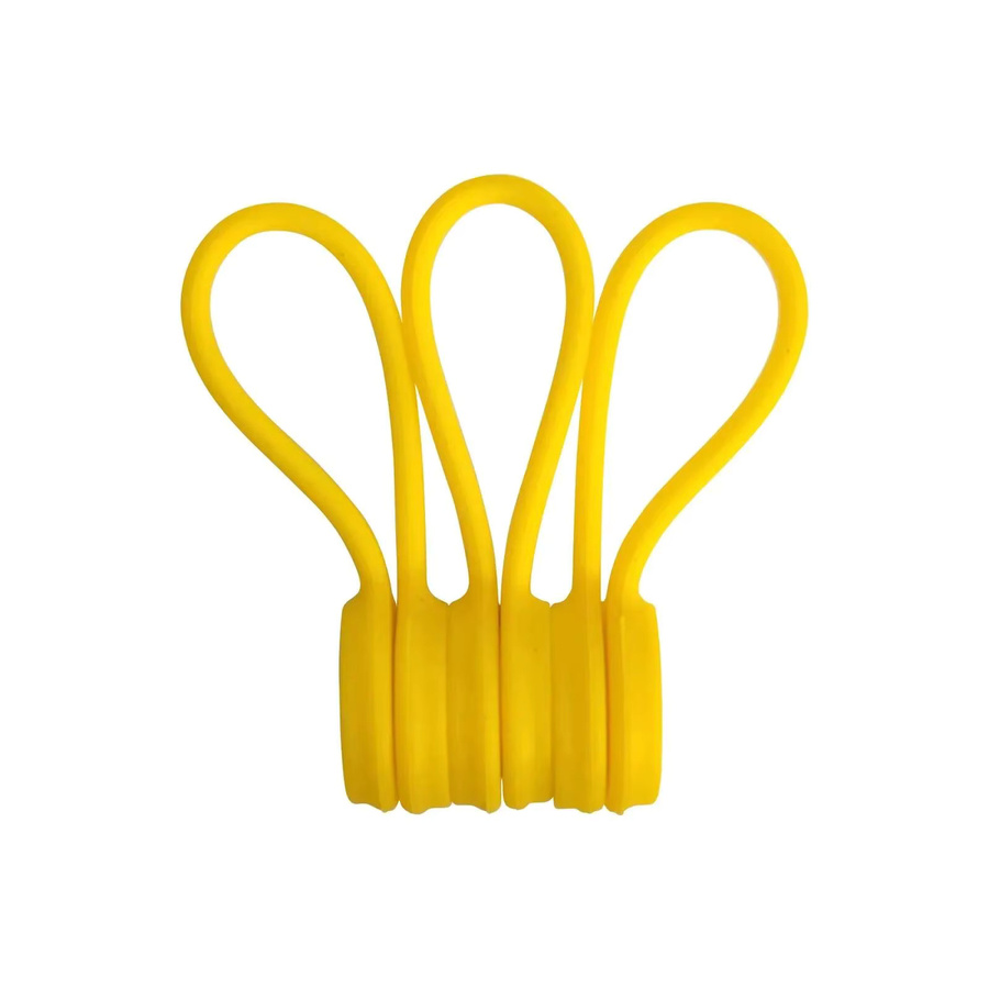 Wiederverwendbare magnetische Silikon-Kabelbinder in Gelb zur Organisation von USB-C und Datenkabeln - Bild 2