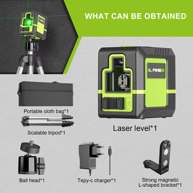 Lfine 2-Linien-Nivellierlaser mit grünem Licht, selbstnivellierendes Laser-Nivelliergerät für horizontale und vertikale Messungen - Bild 6