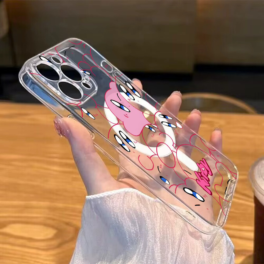 Potdemiel MagSafe Magnetische Handyhülle mit Cartoon K-Kirby Design für iPhone 17 Air 16 15 14 13 12 11 Pro Max Plus SE Transparent - Bild 4