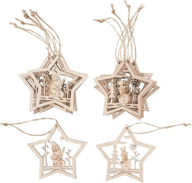 VBS Weihnachtsanhänger Santa und Schneemann aus Sperrholz in Beige, Höhe: 6,5 cm, Breite: 4,0 cm - Bild 1