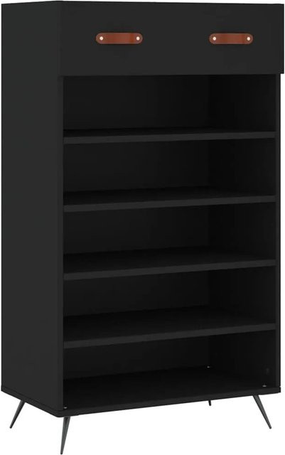vidaXL Schuhschrank in Schwarz im industriellen Stil mit Türen und offenen Regalen, B/T/H: 60 x 35 x 105 cm - Bild 1