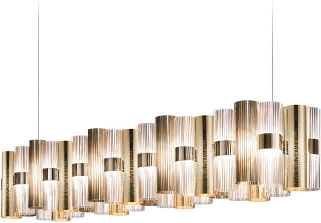 Slamp La Lollo Linear 140 LED-Pendelleuchte in Gold, dimmbar via Casambi - Bild 1