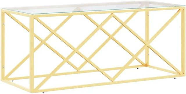 vidaXL Couchtisch Modell 2 aus Edelstahl und Glas in Gold, B/T/H: 110 x 45 x 45 cm - Bild 1