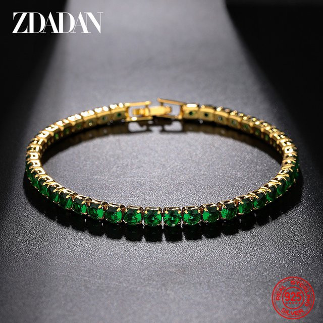 ZDADAN Armband 925 Silber, Bicolor, Grün, Zirkonia, Damen - Bild 1