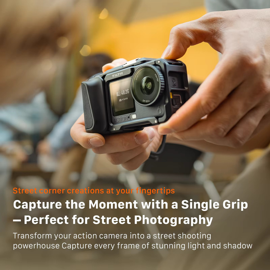 TILTA Street Snap Kit für DJI Osmo Action 6 Kamera-Käfiggriff-Kit mit Schnellverschluss-Montageplatte und Polarisationsfilter in Schwarz - Bild 4