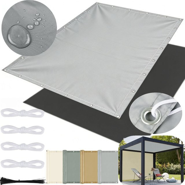 Wasserdichtes Sonnensegel aus Polyester in Grau, rechteckig, Breite: 200 cm - Bild 1