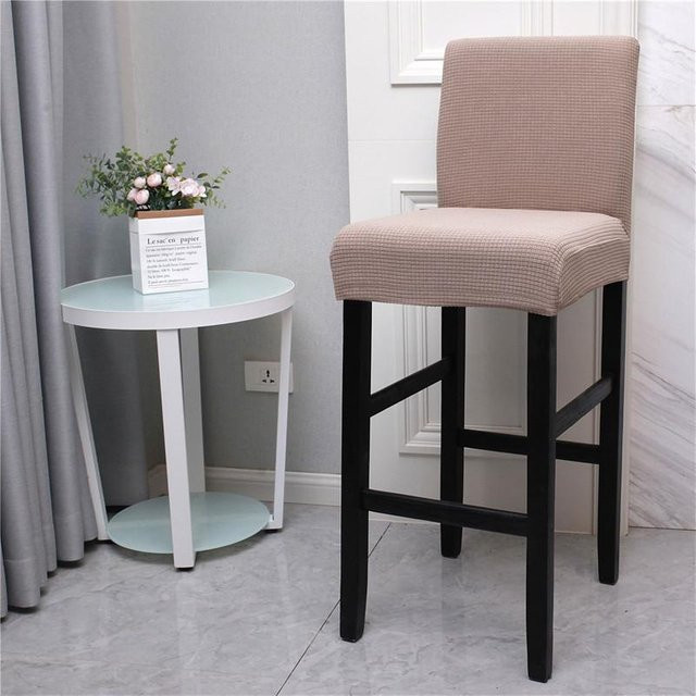 Elastischer Stuhlbezug mit Karomuster von Yiran Furniture für Esszimmerstühle in Beige, B/T/H: 35 x 35 x 28 cm - Bild 1
