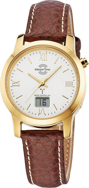 Master Time Damenuhr, Quarz, Edelstahl, Leder, 34 mm, Weiß, Gold - Bild 1