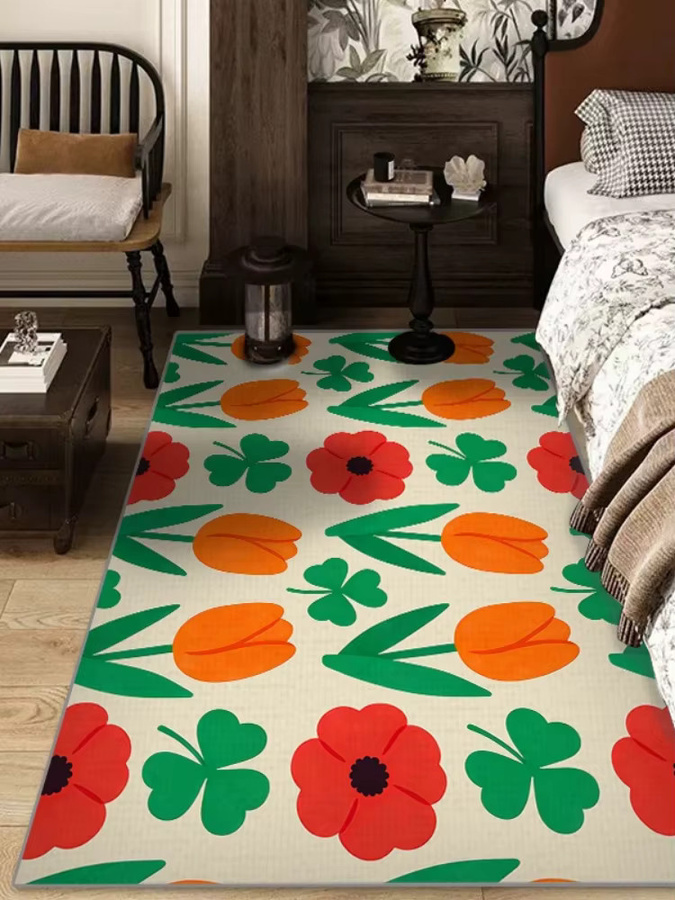 RAKKS Teppich mit Blumenmotiv Tulpen und Insekten, rutschfest und waschbar, Mehrfarbig - Bild 2