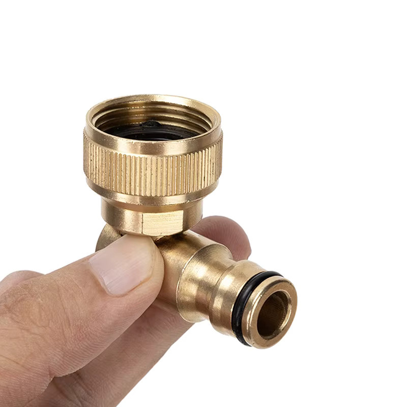 Schwenk-Ellbogen mit Schnellanschluss für Hoselock-Stecker, 3/4 Zoll BSP Weiblich, Gold - Bild 2