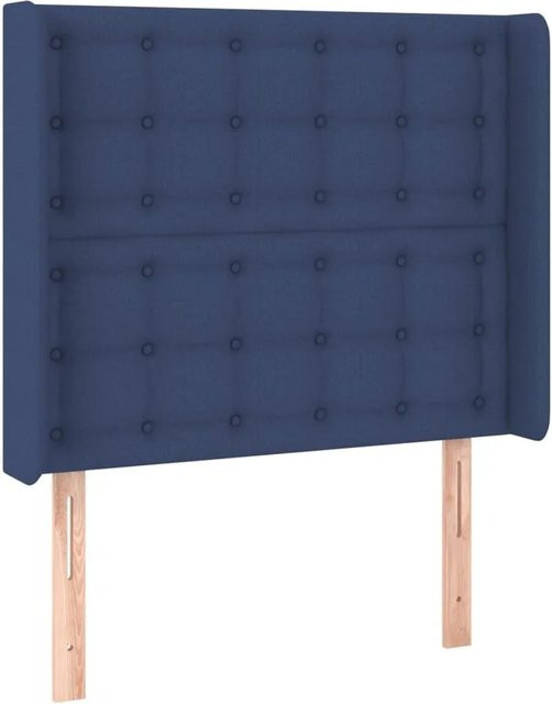 vidaXL Kopfteil mit Ohren in Blau aus Stoff, B/T/H: 83 x 16 x 118/128 cm - Bild 1