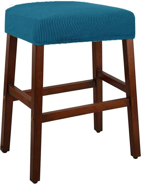 Yiran Furniture Barhockerbezug aus Jacquard in Blau, elastischer Sitzbezug für Schminkhocker und Tresenhocker - Bild 1