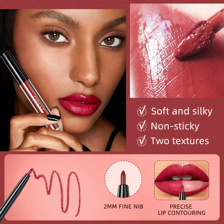QIBEST Lippenstift Set, Matt, Rot Schwarz Lila, 3-teilig - Bild 3
