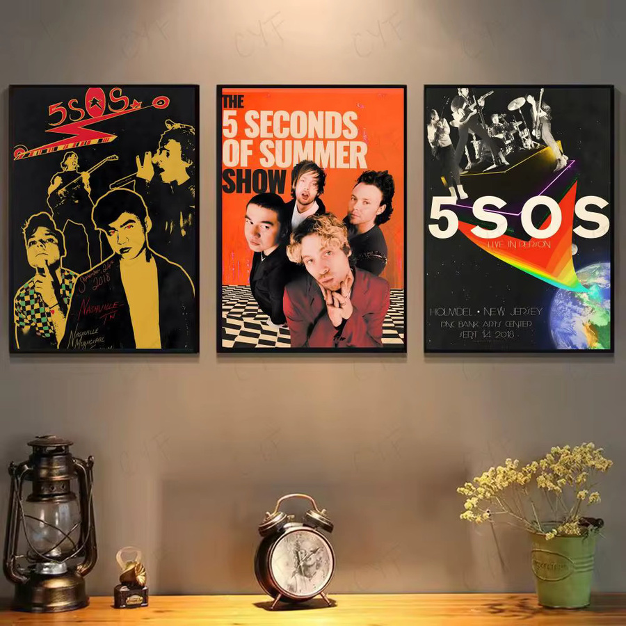 S-Sommer S-SOS Poster Set aus Papier, 5er-Pack, Schwarz, Wanddeko für Wohnzimmer und Café - Bild 3