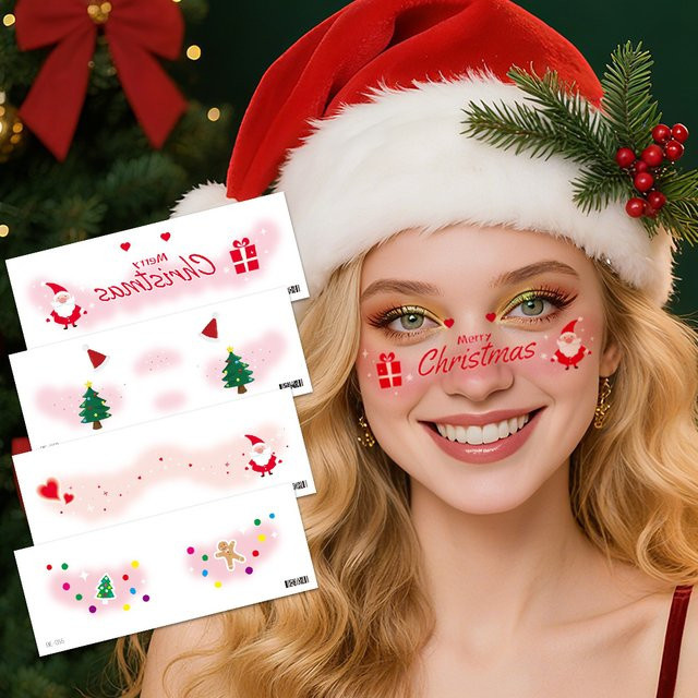 ROCOOART Temporäre Weihnachtstattoos für Damen, 4-Blatt, wasserfest - Bild 1